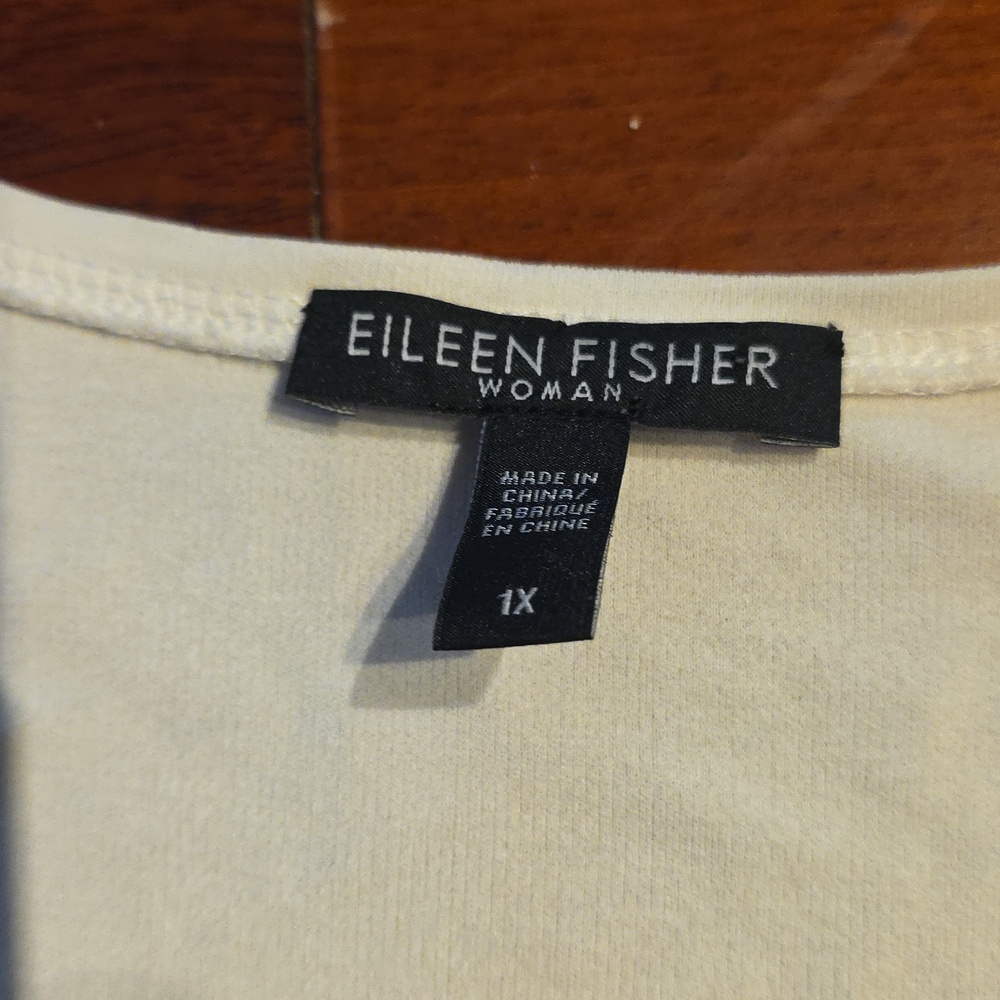 Eileen Fisher White Silk Knit Scoop Neck Tank Top - Picture 2 of 4